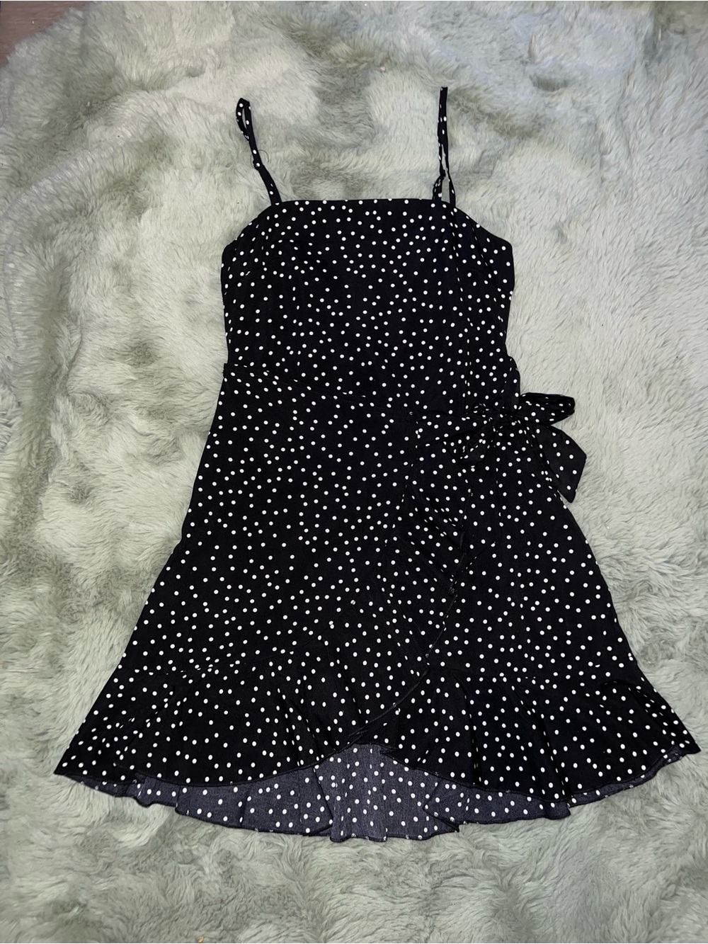 Black Polka Dot Tie-Waist Sundress